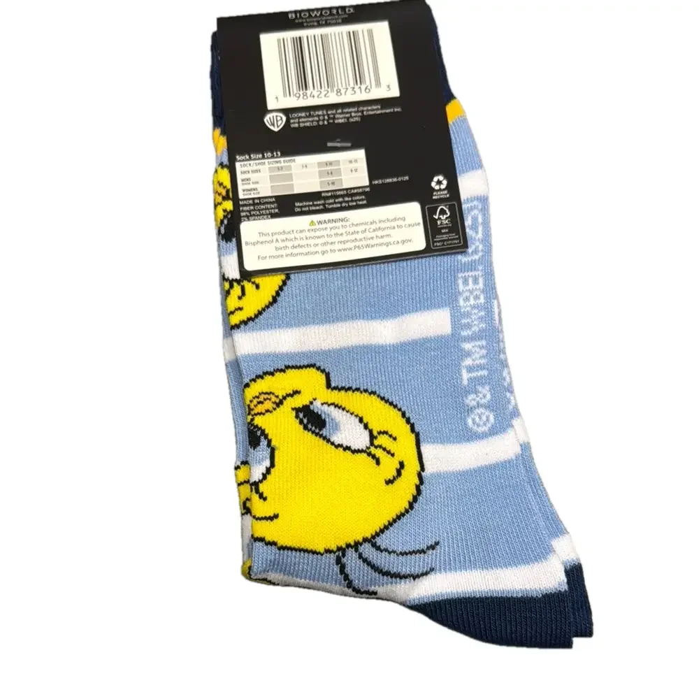 Looney Tunes Tweety Bird Casual Crew Socks with Cartoon Design NWT